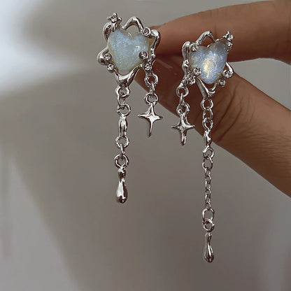 Y2K Irregular Liquid Earrings for Women Silver Color Hip-Hop Punk