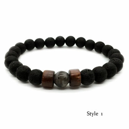 Unique Natural Lava Stone Bracelet For Men 8mm Beads Healing Strand