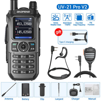 Baofeng UV-21 Pro V2 Wireless Copy Frequency Tri Band Powerful