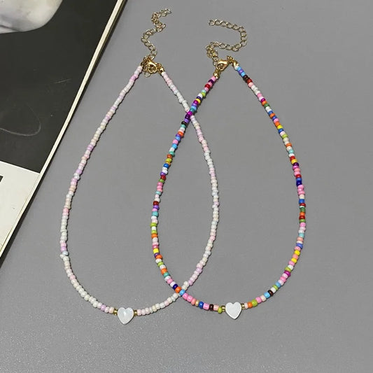 New Nature Shell Love Heart Choker Necklace for Girl Spring Summer