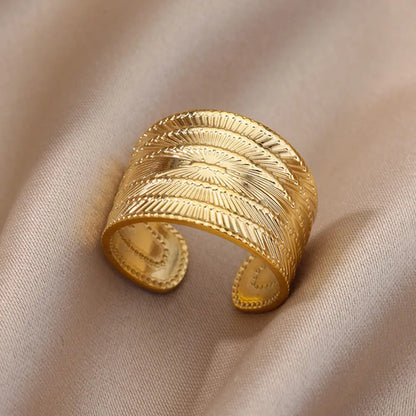 Stainless Steel Rings for Women 2024 Trend New in Gold Color Ring