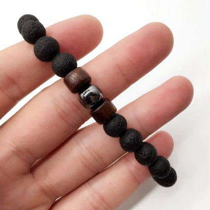 Unique Natural Lava Stone Bracelet For Men 8mm Beads Healing Strand