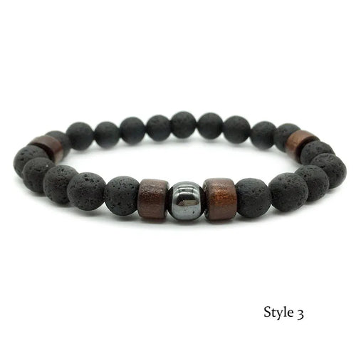 Unique Natural Lava Stone Bracelet For Men 8mm Beads Healing Strand