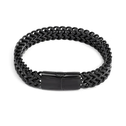 Mens Fashion Hip-hop Double-layer Braided Keel Stainless Steel