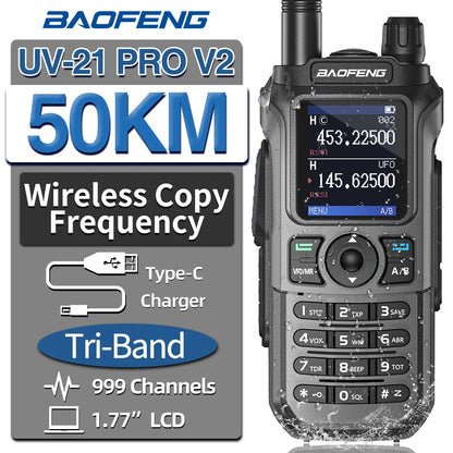 Baofeng UV-21 Pro V2 Wireless Copy Frequency Tri Band Powerful