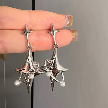 Y2K Irregular Liquid Earrings for Women Silver Color Hip-Hop Punk