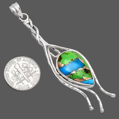 Blue Turquoise In Green Mohave - USA Pendant P-1728 SDP146265