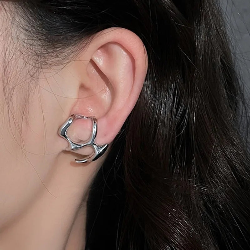 Y2K Irregular Liquid Earrings for Women Silver Color Hip-Hop Punk