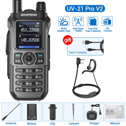 Baofeng UV-21 Pro V2 Wireless Copy Frequency Tri Band Powerful