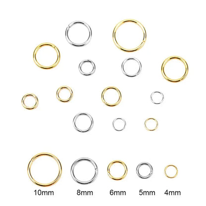 100pcs PVD Never Fade Stainless Steel Open Jump Rings 4 5 6 8 10 mm