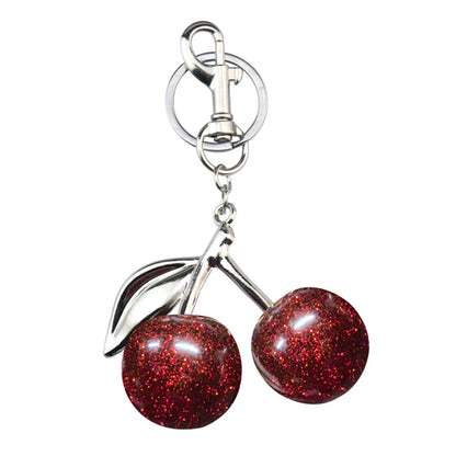 Delicious Red Fruit Crystal Cherry Pendant Keychain Suitable for Coach