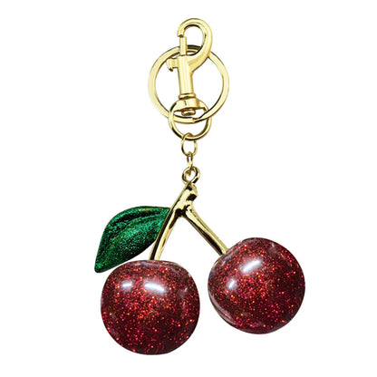 Delicious Red Fruit Crystal Cherry Pendant Keychain Suitable for Coach