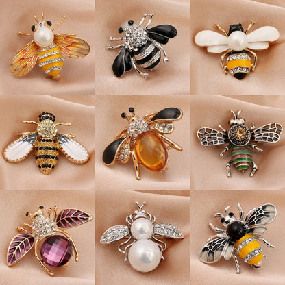 1PC Women's Fashion Trend Personalized Imitation Pearl Bee Brooch Pin