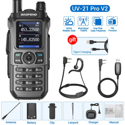 Baofeng UV-21 Pro V2 Wireless Copy Frequency Tri Band Powerful