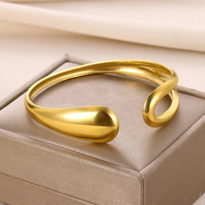 Classic Gold Color Wrinkle Texture Bangle Bracelet For Women Exquisite