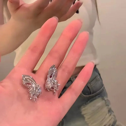 Y2K Irregular Liquid Earrings for Women Silver Color Hip-Hop Punk