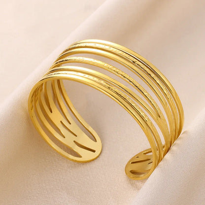 Classic Gold Color Wrinkle Texture Bangle Bracelet For Women Exquisite