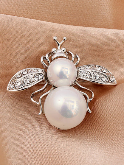 1PC Women's Fashion Trend Personalized Imitation Pearl Bee Brooch Pin