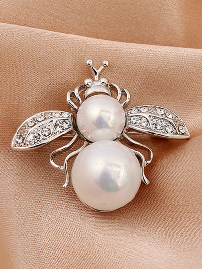 1PC Women's Fashion Trend Personalized Imitation Pearl Bee Brooch Pin