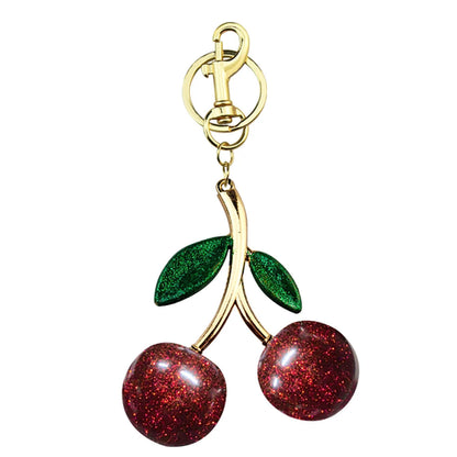 Delicious Red Fruit Crystal Cherry Pendant Keychain Suitable for Coach