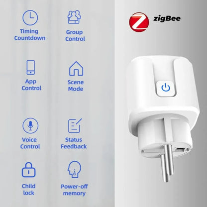Tuya Smart Plug Zigbee EU 16A/20A Smart Socket With Power Monitor