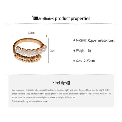 Delicate Flower Open Ring Rhinestone Imitation Pearl Rings Ladies