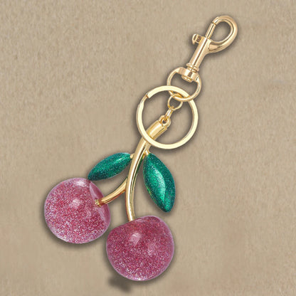 Delicious Red Fruit Crystal Cherry Pendant Keychain Suitable for Coach