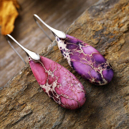 Out of State - Teardrop Shape Natural Stone Dangle Earrings