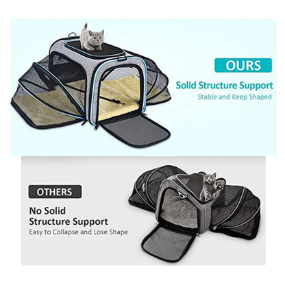 Pet Travel Haven: Expandable And Reflective Cat Carrier For Safe And Comfortable Journeys-1