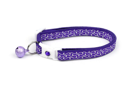 White Squiggles on Purple Cat Collar-3