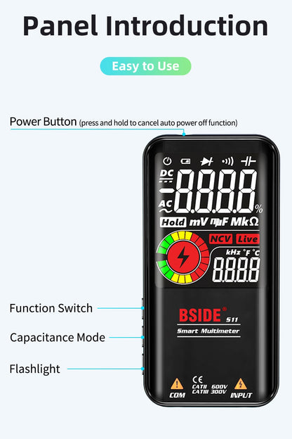 S10/11 Digital Multimeter 9999counts Smart DC AC Voltage Capacitor Ohm Diode NCV Hz Tester DMM with rechargeable battery-1