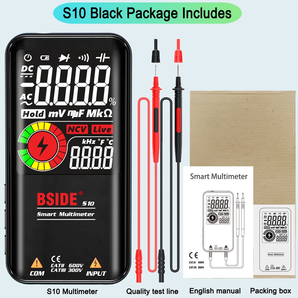 S10/11 Digital Multimeter 9999counts Smart DC AC Voltage Capacitor Ohm Diode NCV Hz Tester DMM with rechargeable battery-2